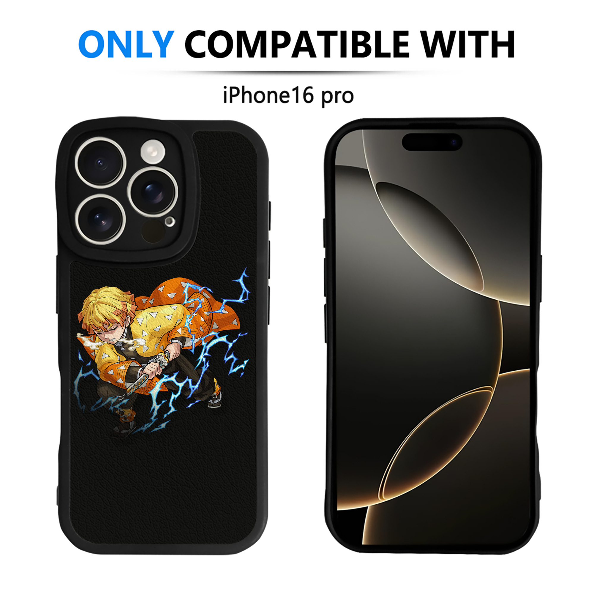 （画像用） 鬼滅の刃（きめつのやいば）我妻 善逸／あがつま ぜんいつ Agatsuma Zenitsu 【iPhone 16シリーズ対応】シリコンスマホケース（レザー調） 材質：シリコン